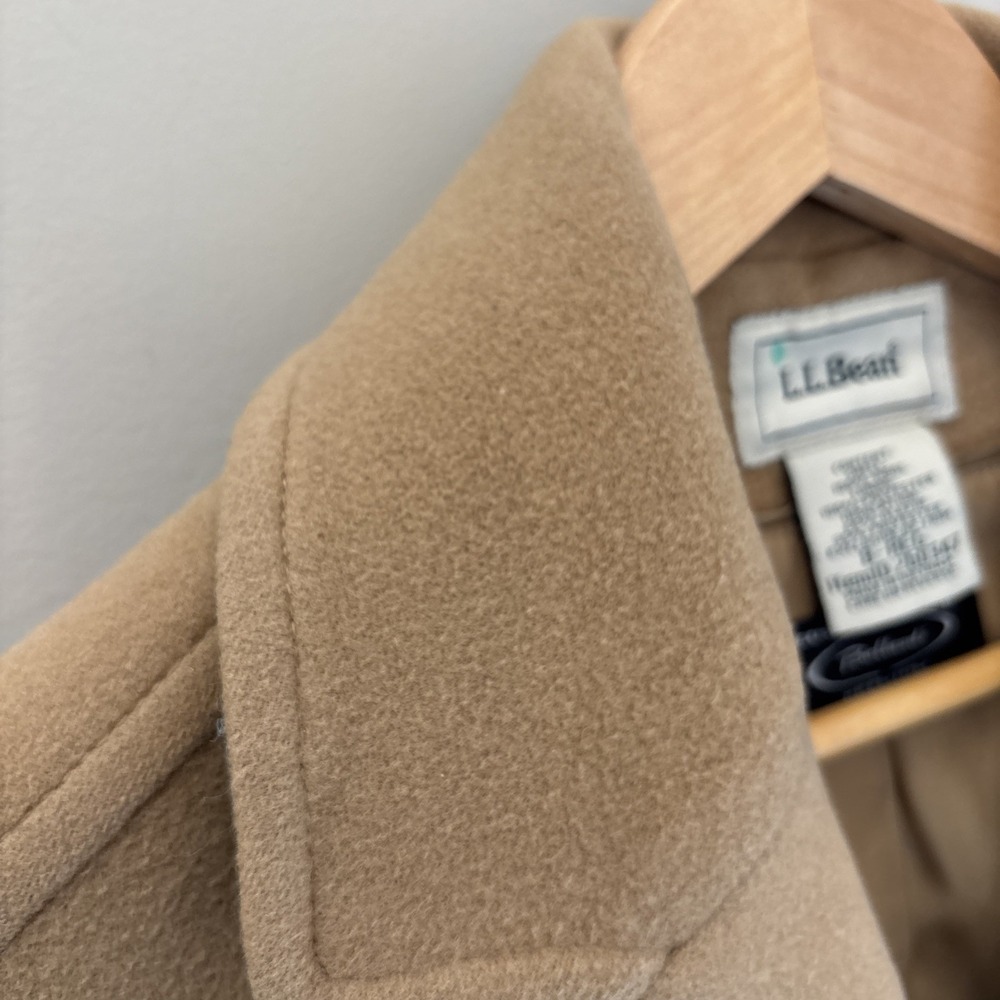 L.L. Bean Lambs Wool Classic Polo Coat Women's 8 Beige 3/4 Length Bellandi - Picture 4 of 16